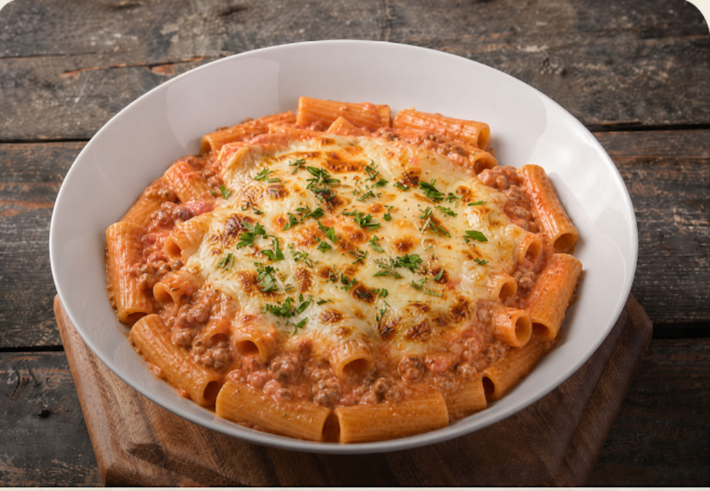RIGATONI SAUCE MONTANARA GRATINÉ (Régulière)