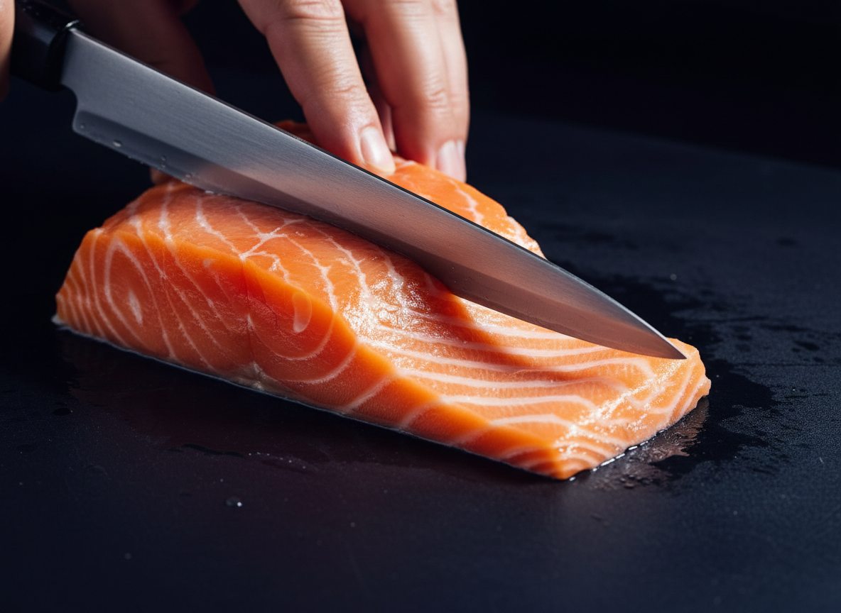 Fresh Salmon Slicing