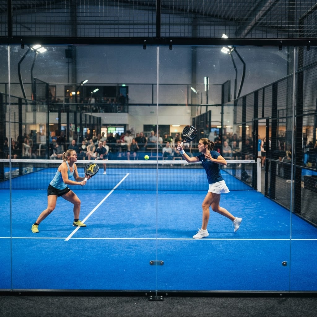 Padel players in action