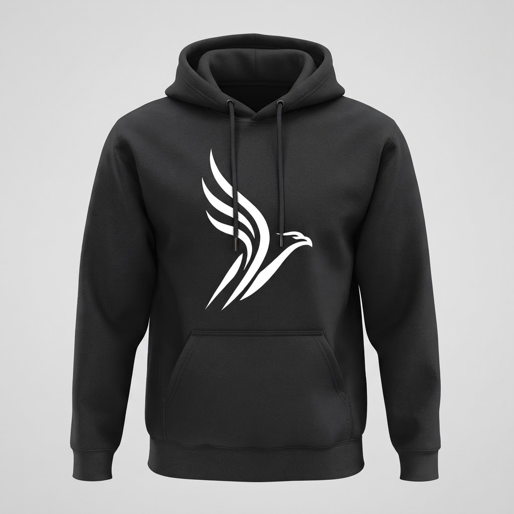 Signature Eagle Hoodie in Matte Black