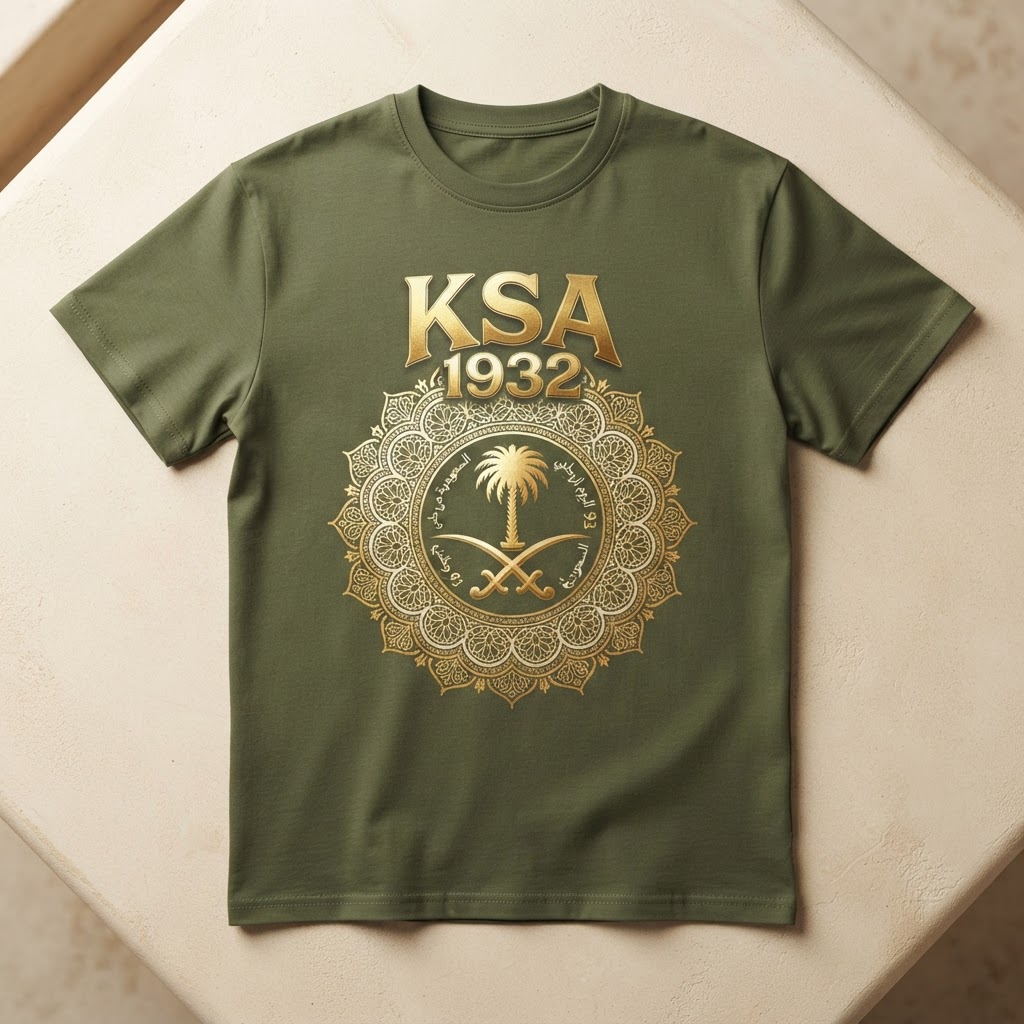 Saudi National Day Tee — Unisex (Olive) — Olive Green