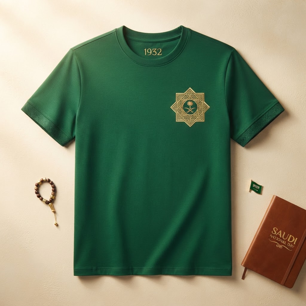 Saudi National Day Tee — Emblem — Saudi Green