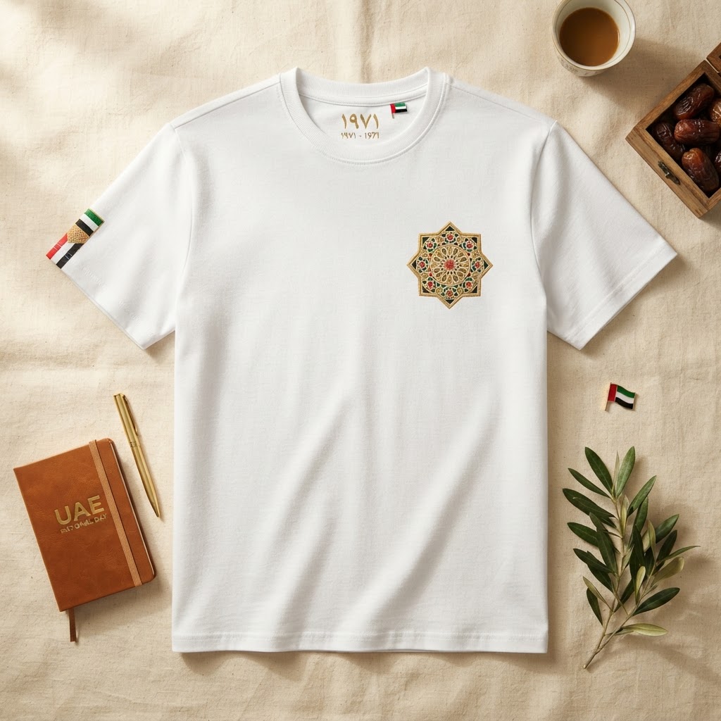 UAE National Day Tee — Emblem — White