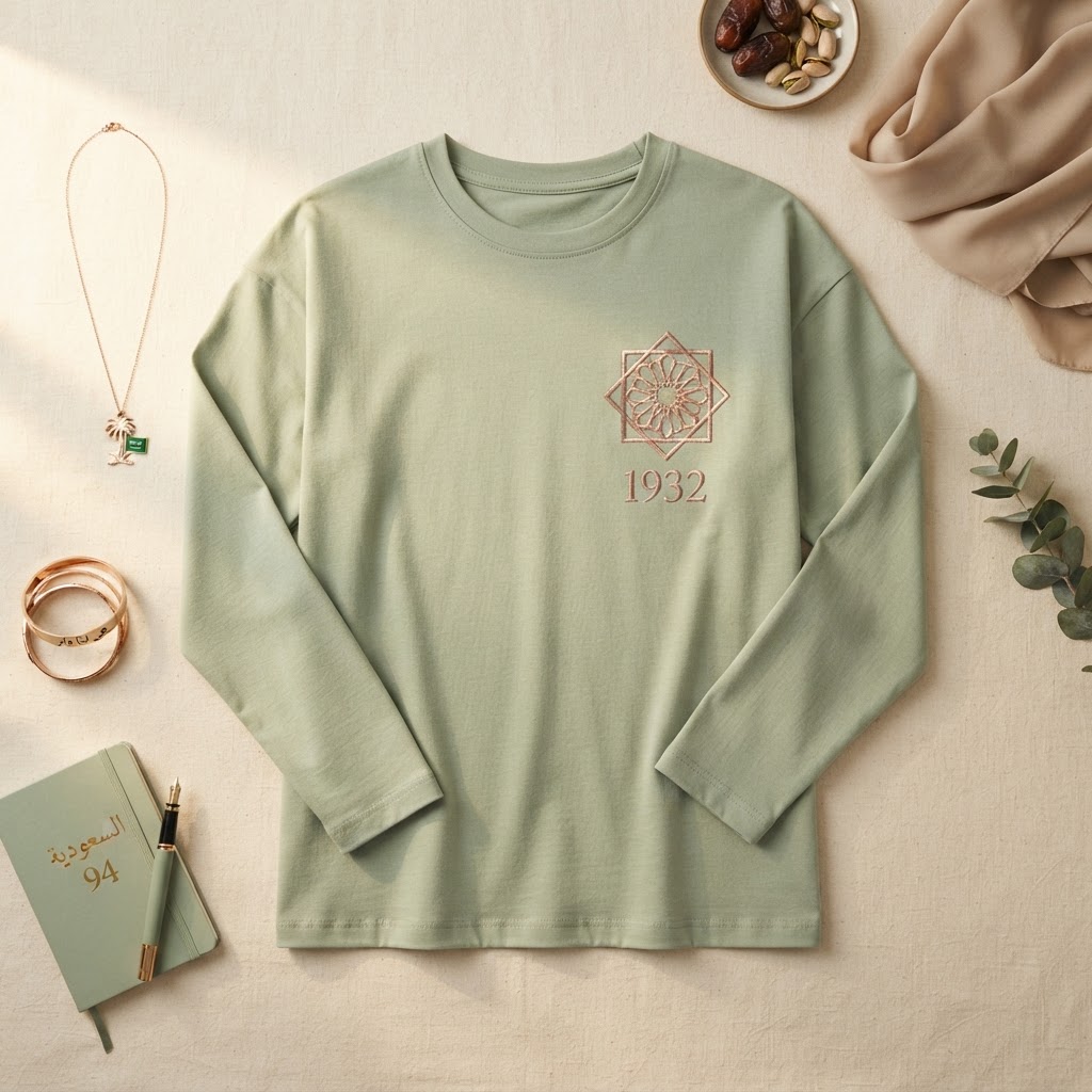 Saudi National Day Tee — Emblem — Sage Green