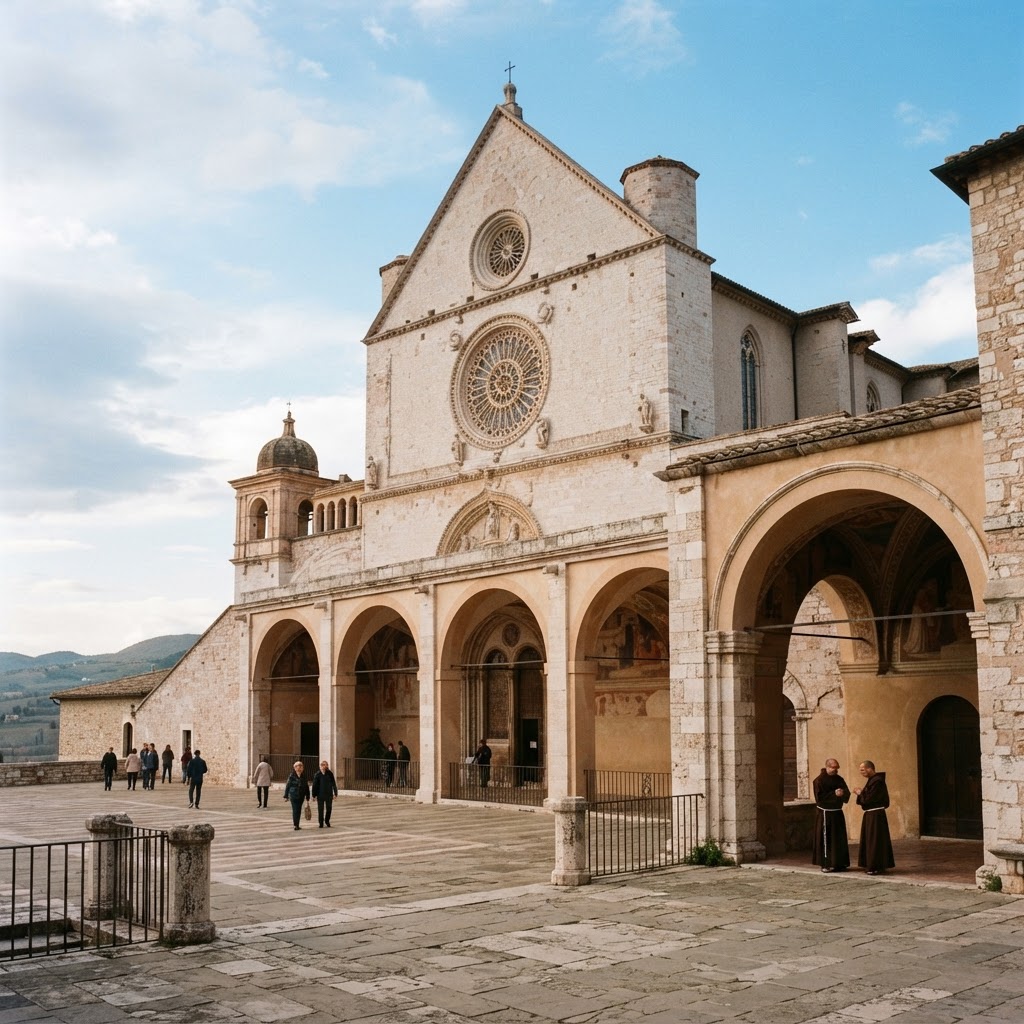 Basilica di San Francesco di Assisi vista dall'esterno o dalla loggia