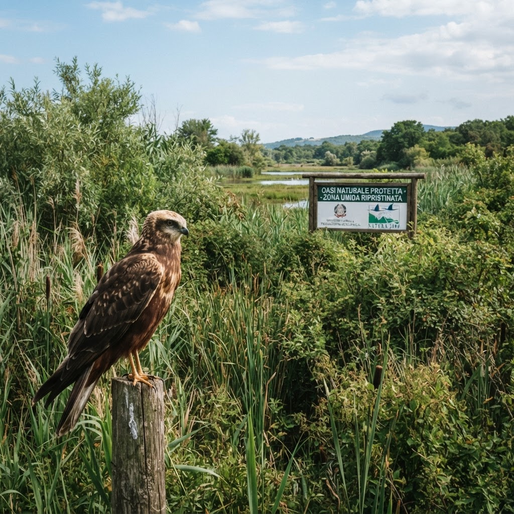 oasi naturale protetta con fauna selvatica e vegetazione rigogliosa