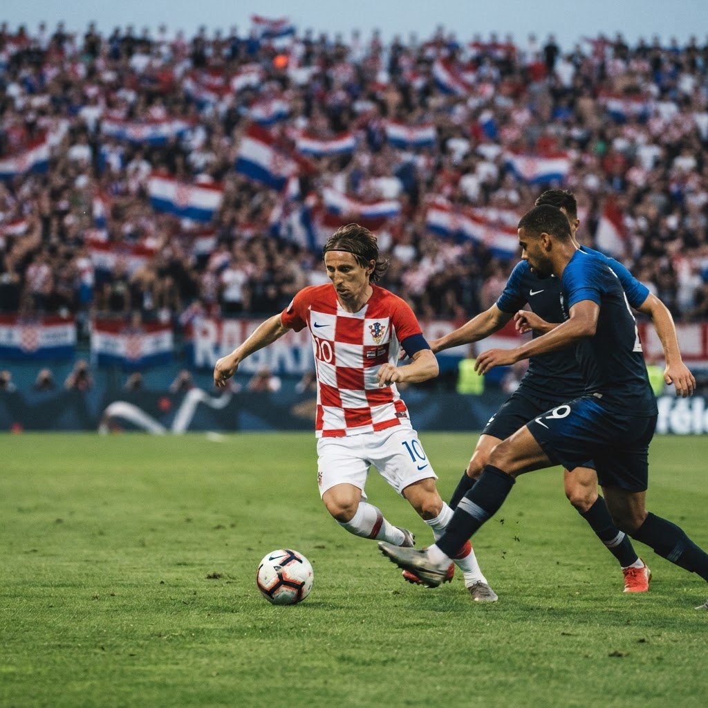 calciatori croati in campo durante una partita di Nations League