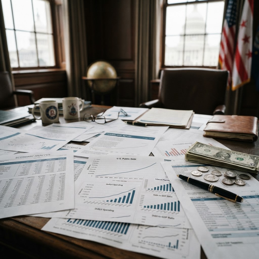 grafici e documenti finanziari sul debito pubblico USA
