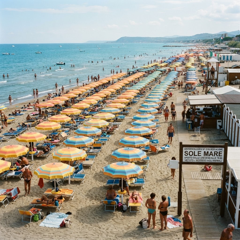stabilimento balneare con ombrelloni e sdraio sulla spiaggia