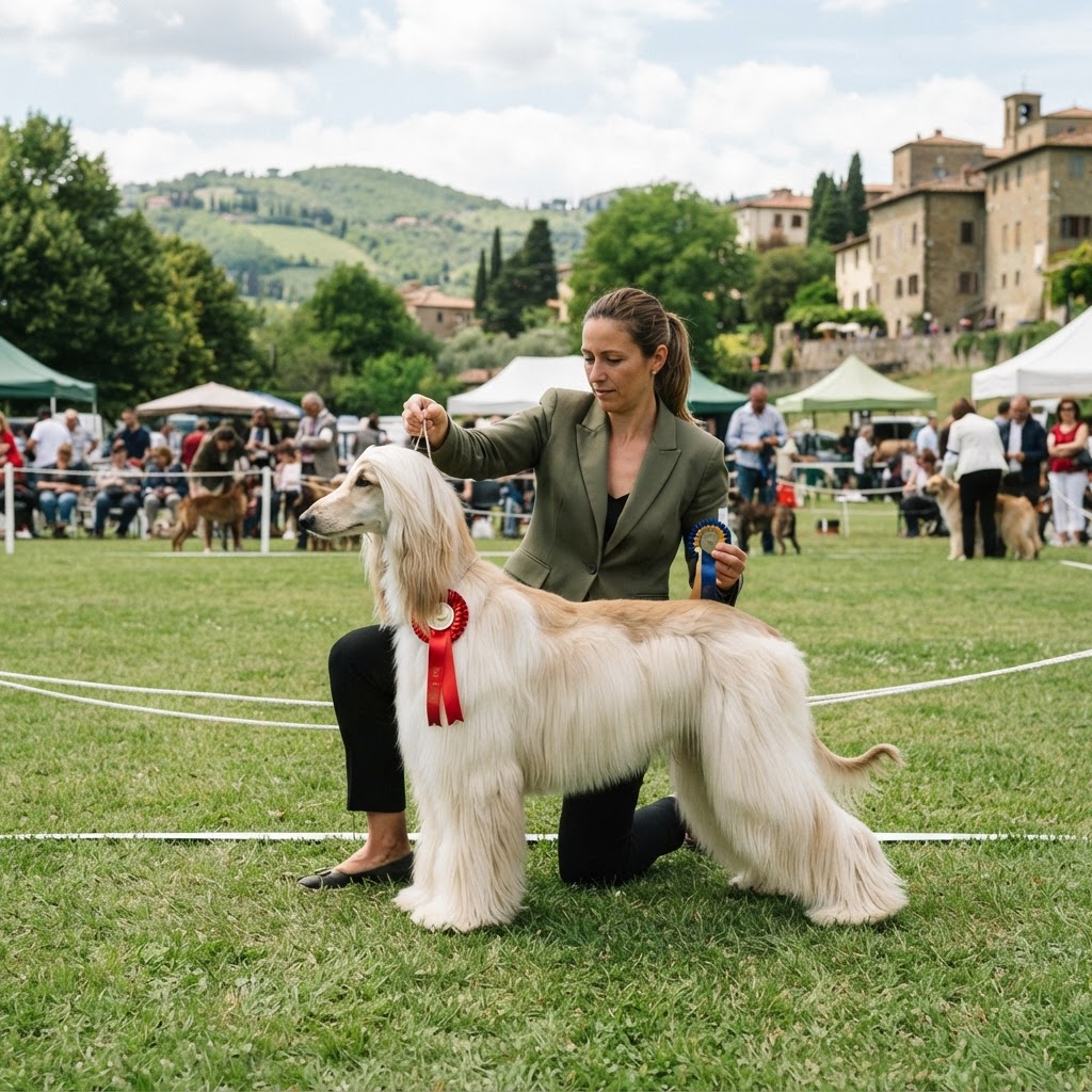 cane di razza in posa da esposizione cinofila
