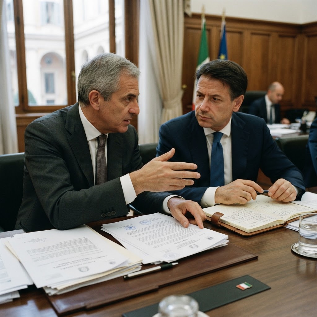 tavolo da riunione istituzionale con documenti ufficiali e taccuino