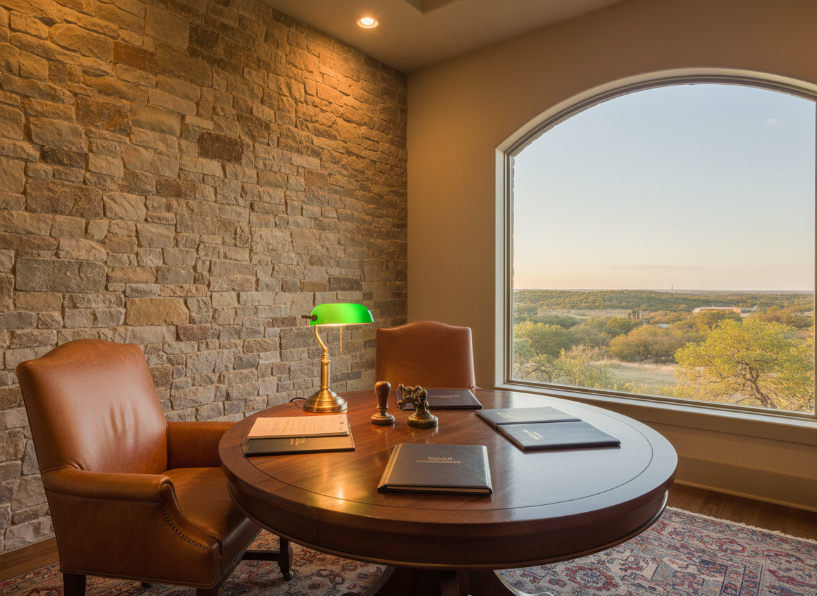 Private meeting space with leather chairs