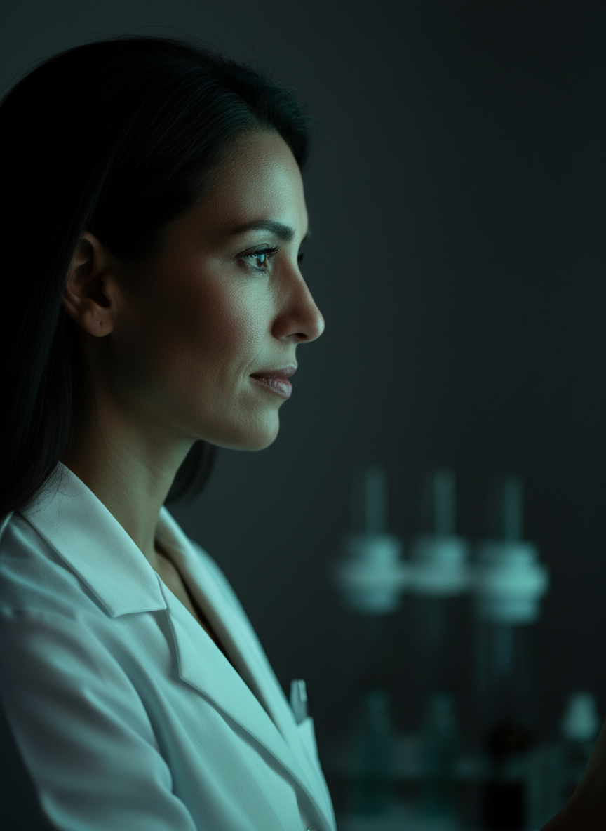 Researcher analyzing data