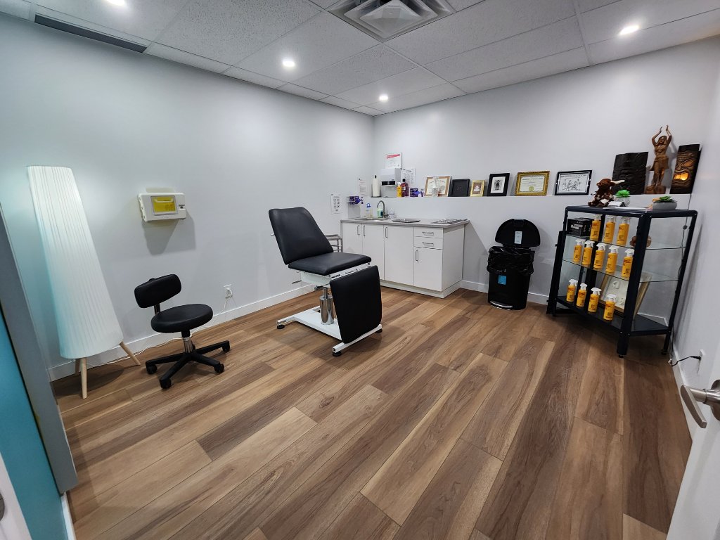 Professional treatment room with procedure chair
