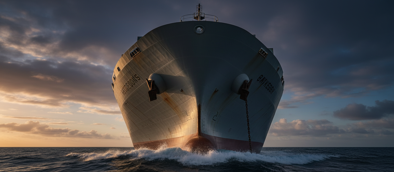 Monolithic cargo vessel at sea