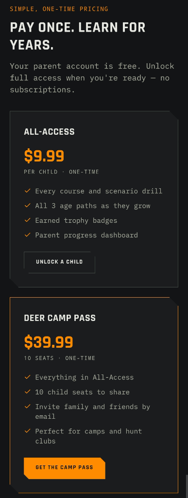 Youth Hunter Academy app screen