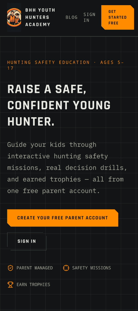 Youth Hunter Academy app screen