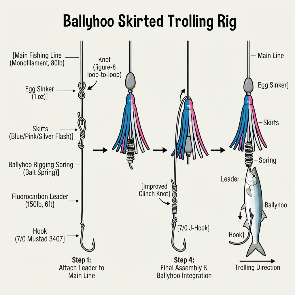 Ballyhoo Skirted Trolling Rig