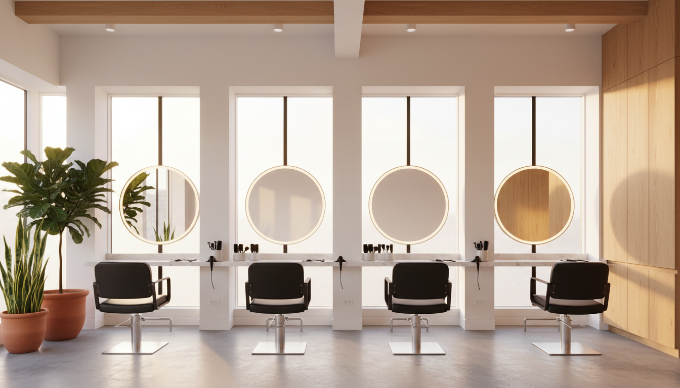 Modern salon interior with styling chairs