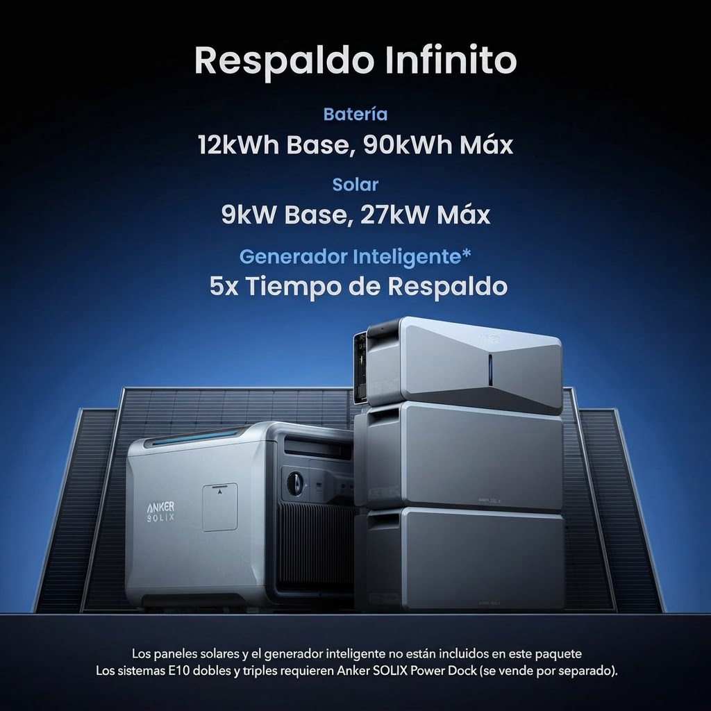 BackUp Modular Premium Anker SOLIX E10: 12kWh con Respaldo Inteligente 4