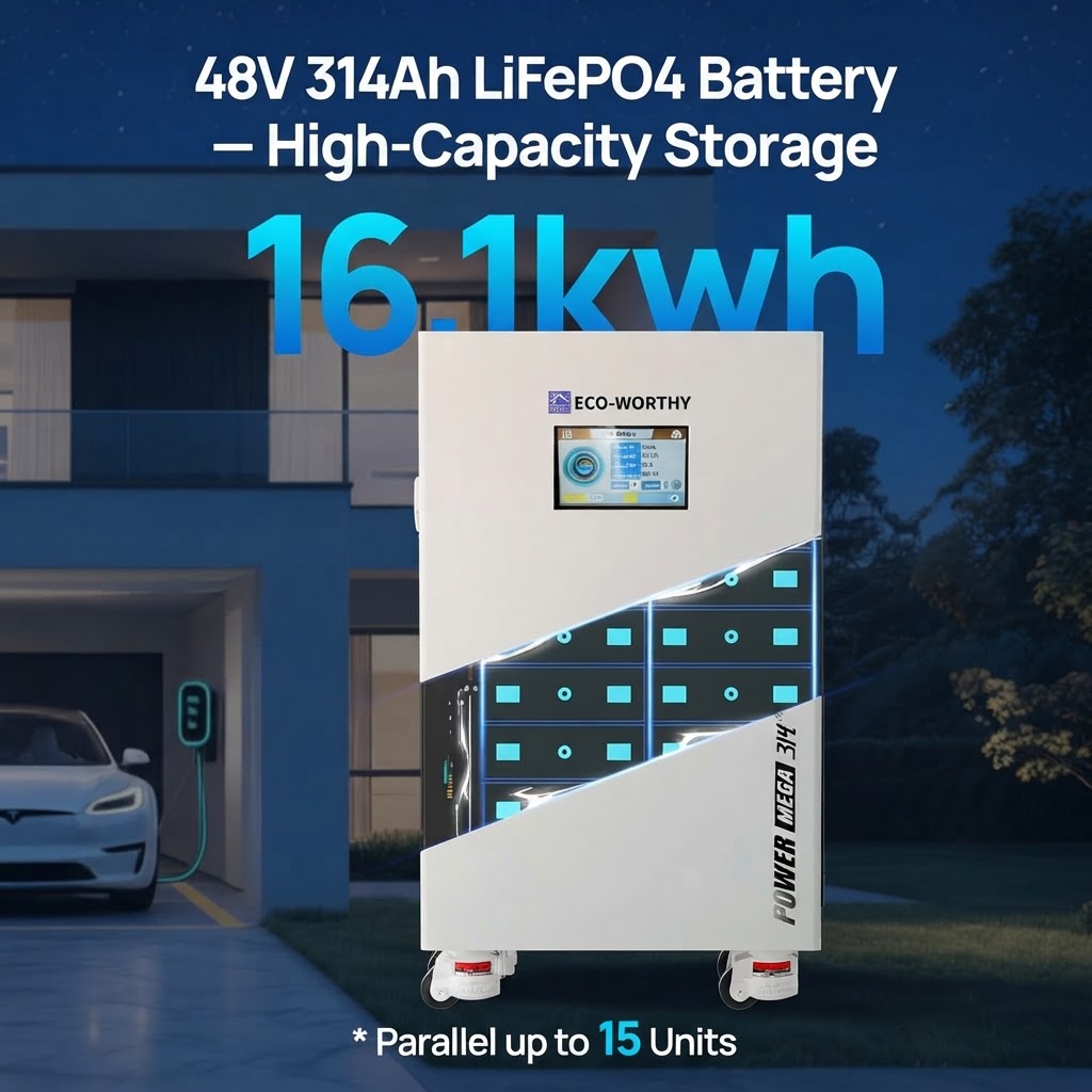 ECO‑Worthy 10kW + 32.2 kWh (2× Baterías LiFePO₄ PowerMega 52.2V 314Ah)Apartamento, Casa u Oficina 3