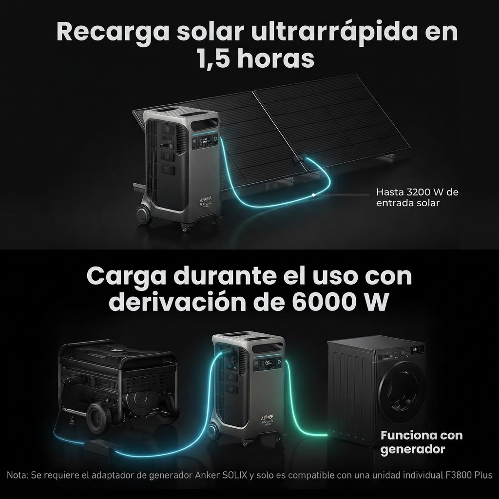 Anker SOLIX F3800 Plus Estación de Energía Portátil con Panel Solar de 400 Watts 6