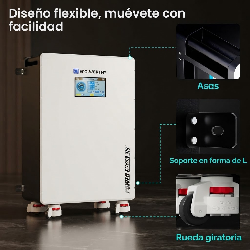 ECO‑Worthy 10kW + 32.2 kWh (2× Baterías LiFePO₄ PowerMega 52.2V 314Ah)Apartamento, Casa u Oficina 4