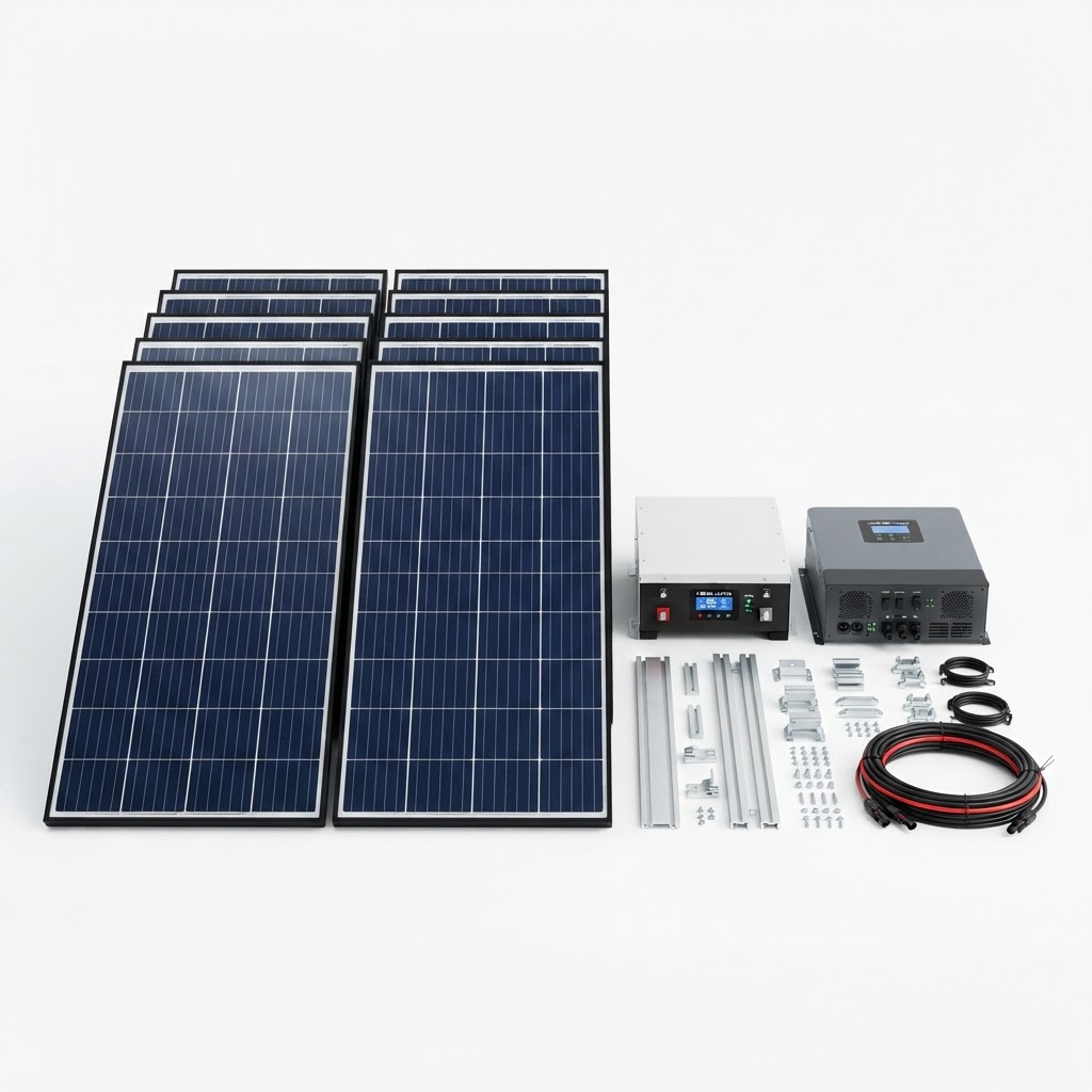 ECO-WORTHY 2340W 48V Off-Grid DIY Solar Kit — 12 Bifacial 195W Panels + 4.8kWh LiFePO4 Battery + 3.5kW MPPT Inverter