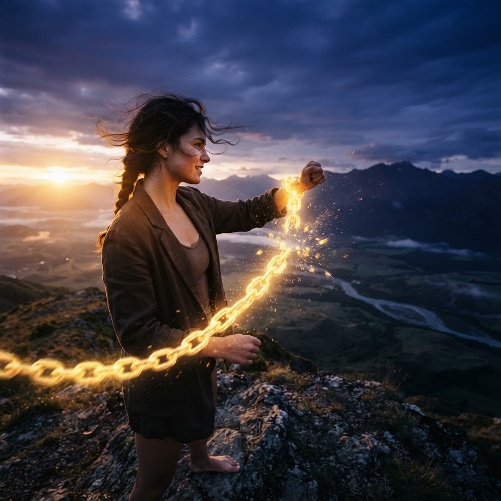 Hypnotic spiral of golden and indigo light