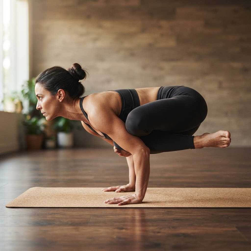 Lotus Pose in Peacock Pose