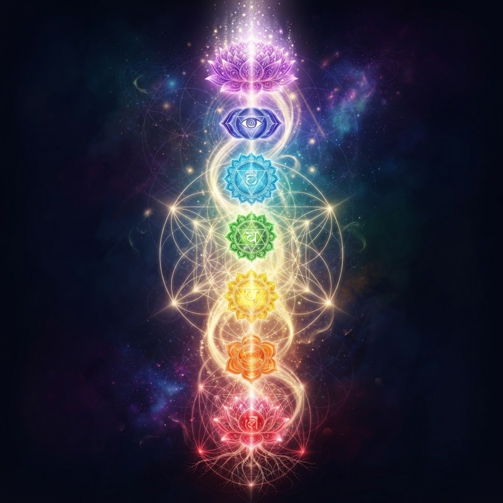 Seven chakra energy centers