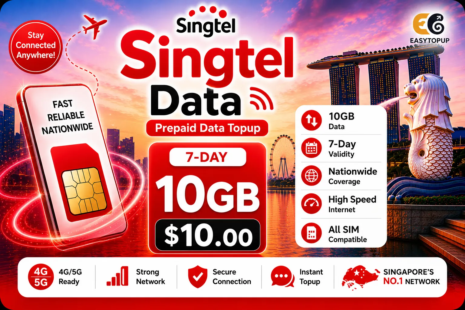 Singtel 10GB 7-Day Prepaid Data Topup