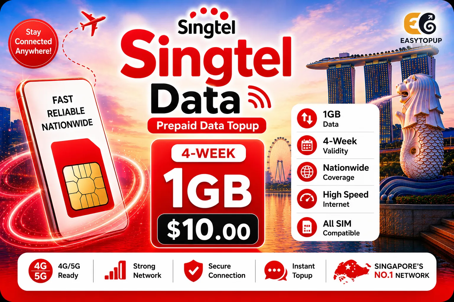 Singtel Data - Prepaid Data Topup (1GB 4-Week)