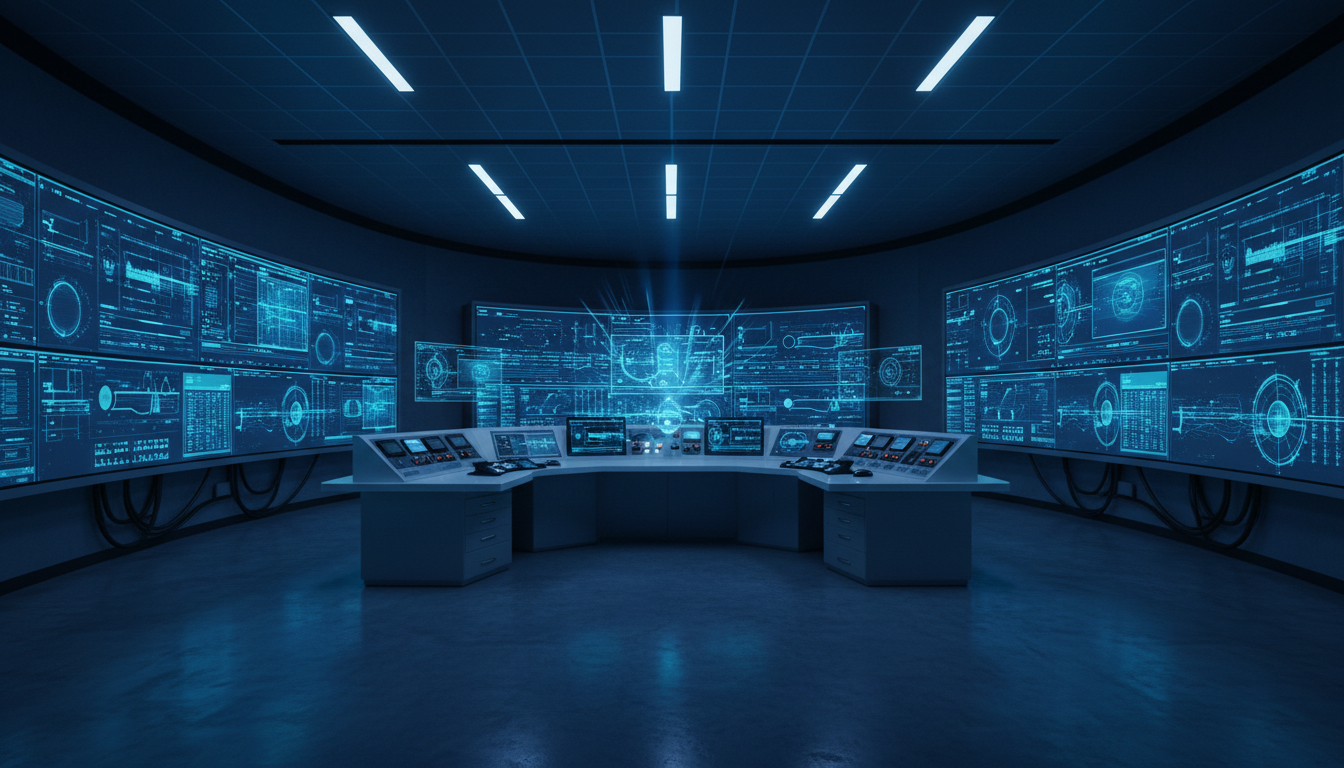 Solar monitoring control room with diagnostic dashboards