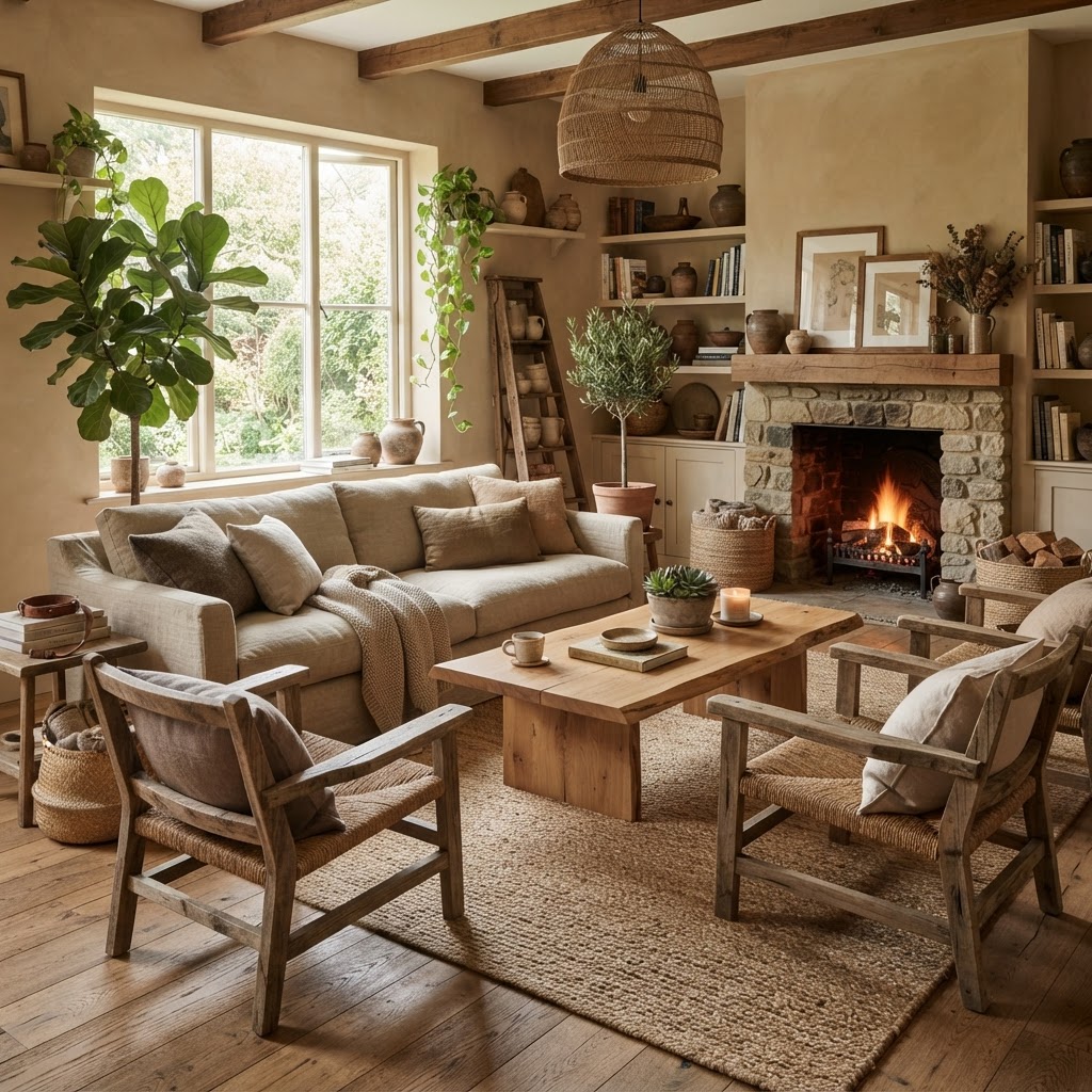 Warm Organic Rustic living room