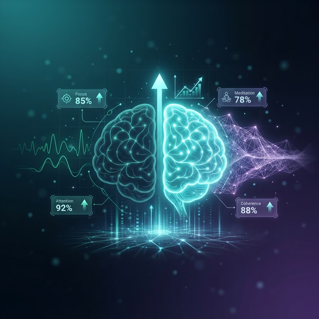Haxis — biometric monitoring and AI driving measurable cognitive performance improvement: focus, attention, meditation and coherence rising