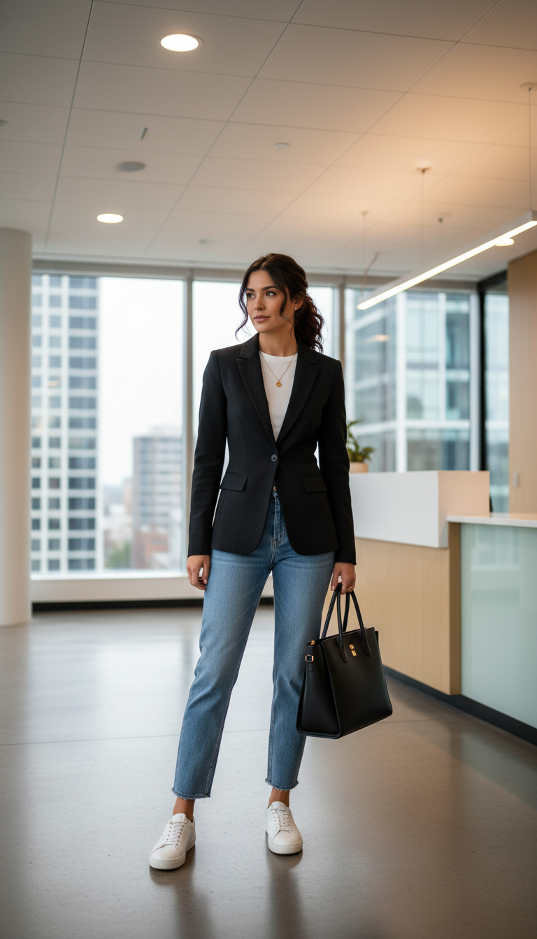 Black Blazer & Smart Casual Jeans