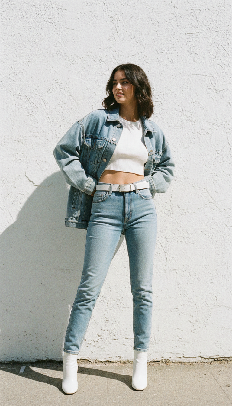 The Denim-on-Denim Tuxedo — cute outfit with light blue jeans
