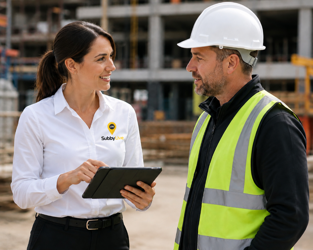 Site manager talking with worker on site