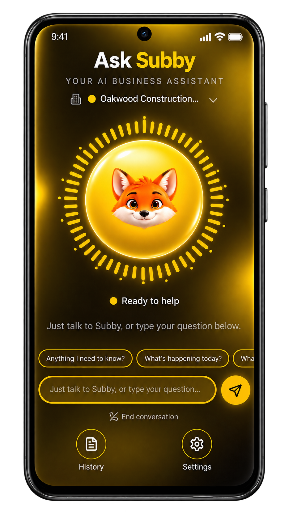 Ask Subby mobile voice interface