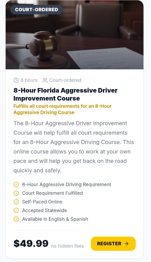 8-Hour Florida Aggressive Driver Improvement Course
