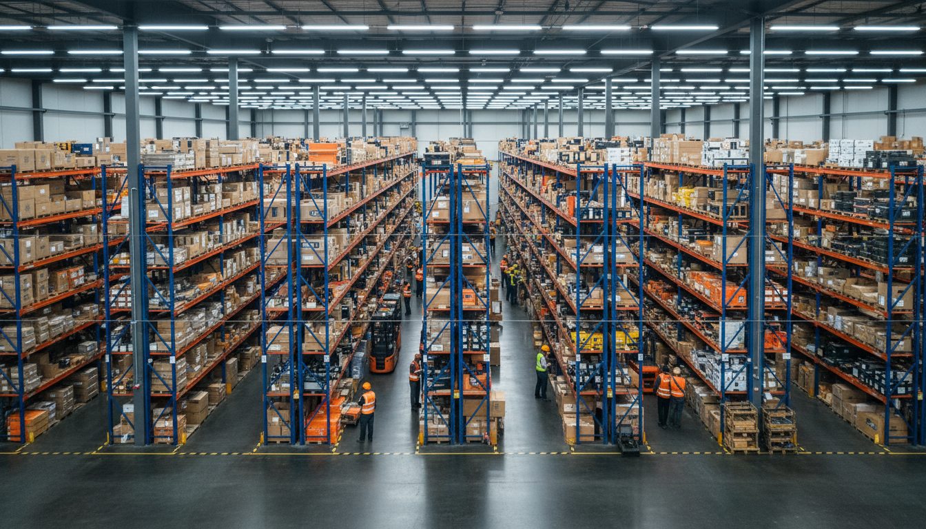 Marinos Tools industrial warehouse facility with organized shelving
