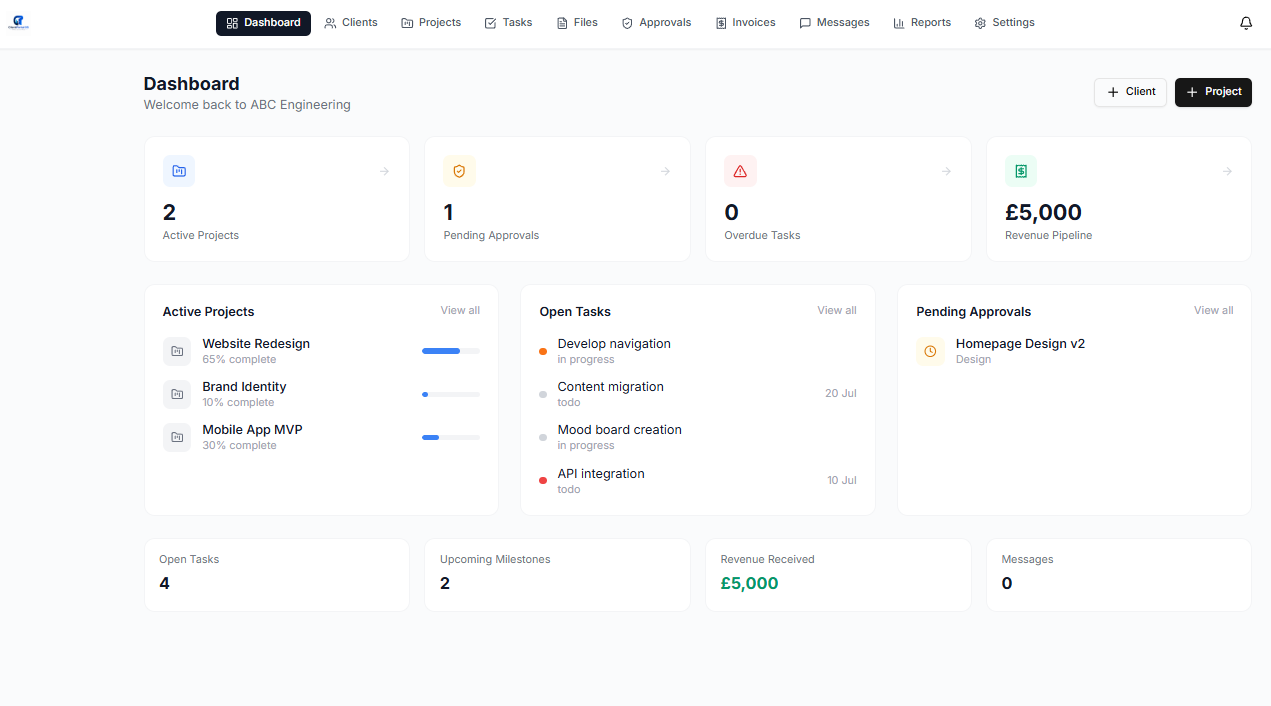 Client Portal for Client Management template preview