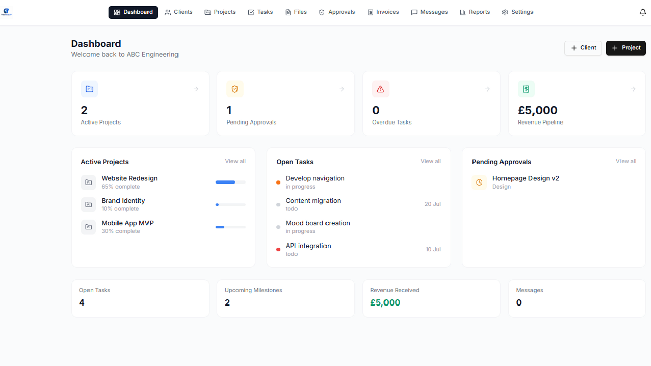 Client Portal for Client Management template preview