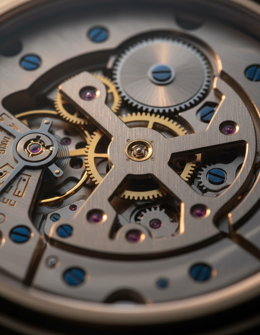 Macro photograph of precision watchmaking tools and movement components
