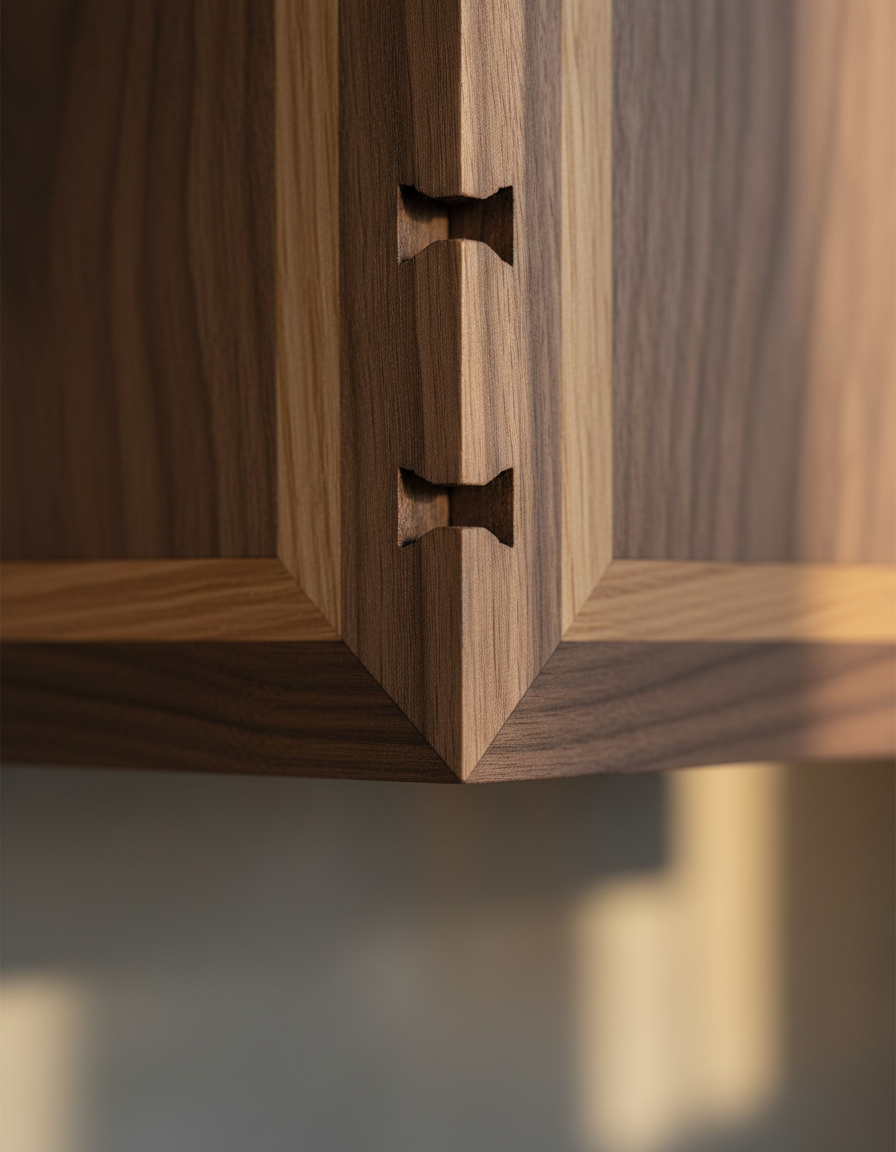 Close-up of premium timber joinery detail showing craftsmanship