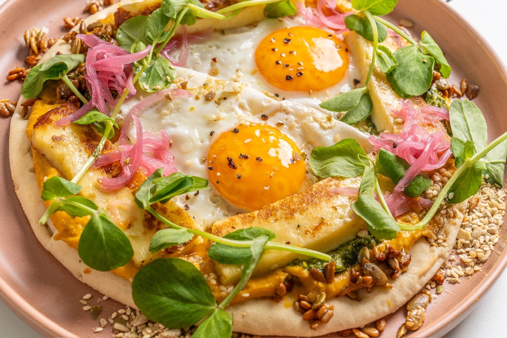 Sunny Side Halloumi Flatbread