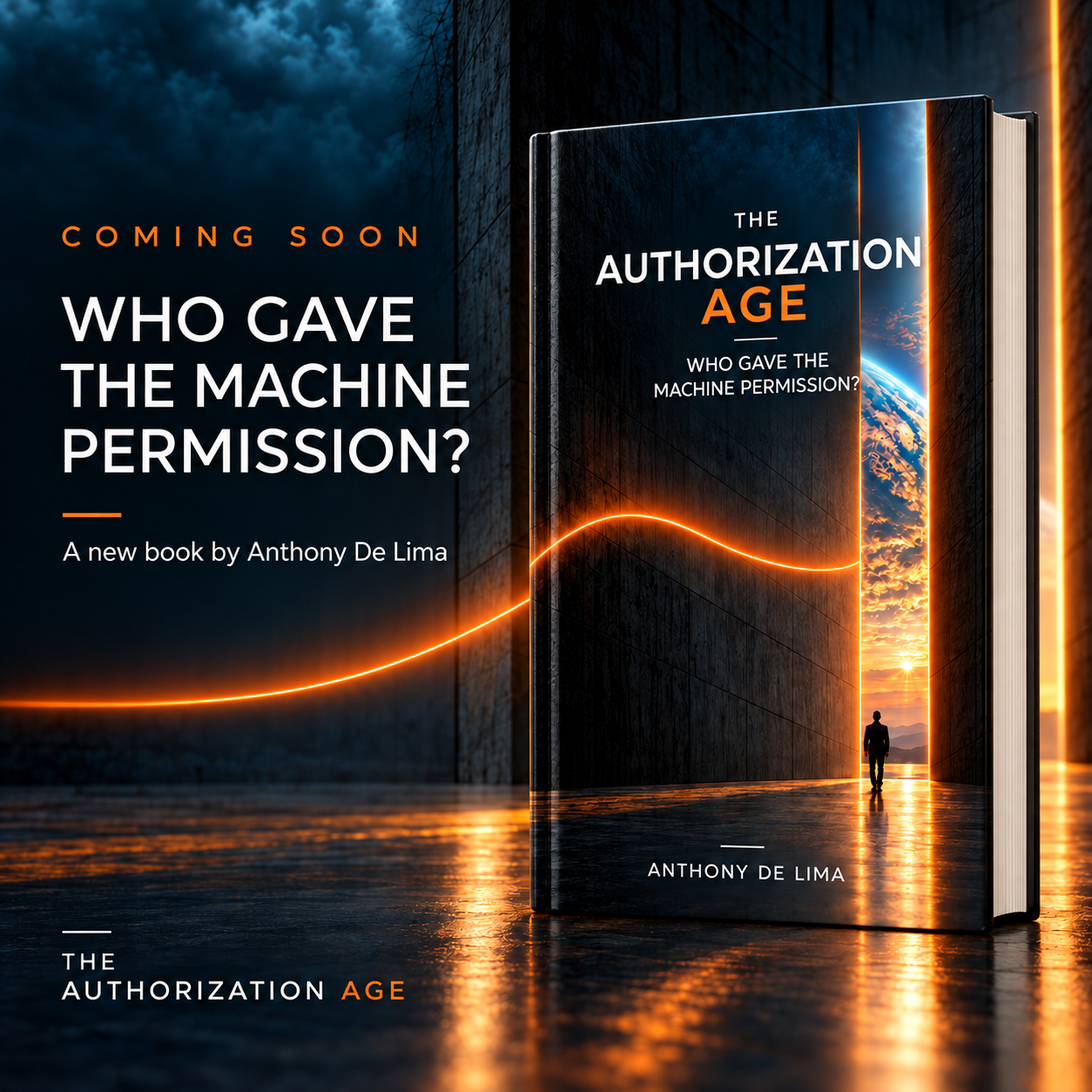 The Authorization Age — book cover showing a lone figure before a glowing gateway