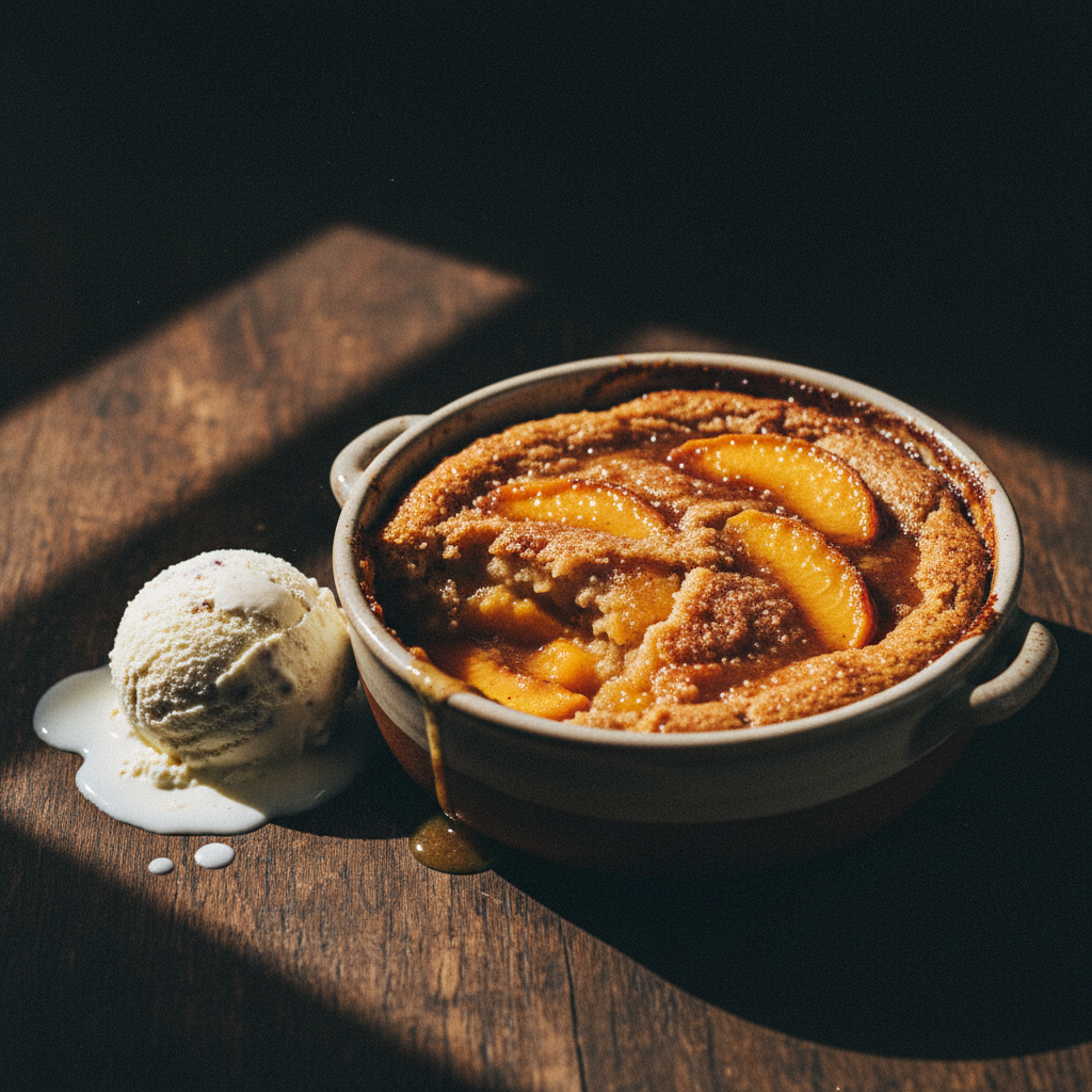 Peach cobbler dessert