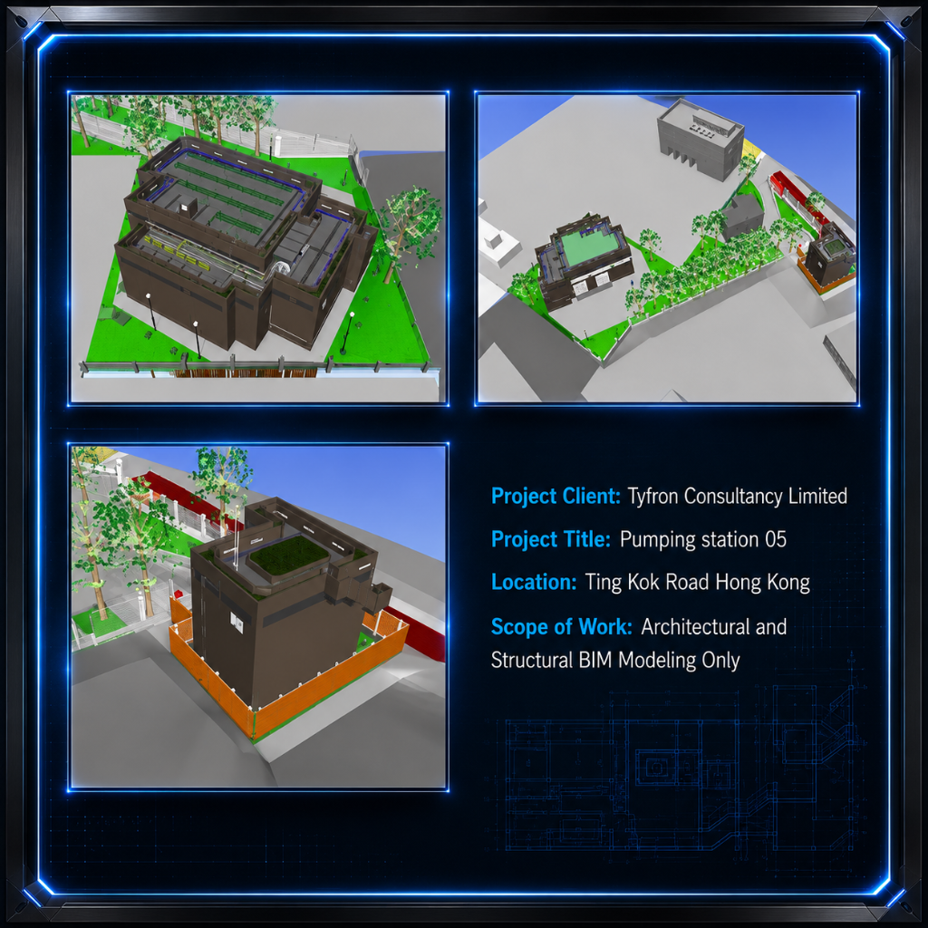 Pumping Station 05 — architectural and structural BIM models, Ting Kok Road, Hong Kong